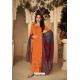 Orange Designer Party Wear Pure Jam Silk Cotton Straight Salwar Suit