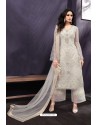 White Designer Party Wear Straight Salwar Suit