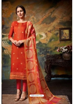 Orange Designer Party Wear Straight Salwar Suit