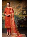 Orange Designer Party Wear Straight Salwar Suit