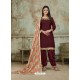 Maroon Embroidered Party Wear Punjabi Patiala Suits