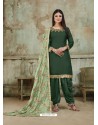 Dark Green Embroidered Party Wear Punjabi Patiala Suits