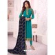 Aqua Mint Heavy Embroidered Real Georgette Designer Churidar Salwar Suit