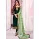 Dark Green Heavy Embroidered Real Georgette Designer Churidar Salwar Suit