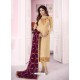 Cream Heavy Embroidered Real Georgette Designer Churidar Salwar Suit