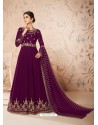 Deep Wine Heavy Embroidered Real Georgette Designer Anarkali Suit