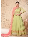 Green Heavy Embroidered Real Georgette Designer Anarkali Suit