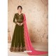 Mehendi Heavy Embroidered Real Georgette Designer Anarkali Suit