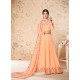 Light Orange Heavy Embroidered Real Georgette Designer Anarkali Suit