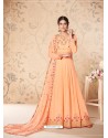 Light Orange Heavy Embroidered Real Georgette Designer Anarkali Suit