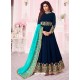 Navy Blue Heavy Embroidered Real Georgette Designer Anarkali Suit