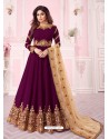 Deep Wine Heavy Embroidered Real Georgette Designer Anarkali Suit