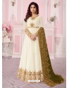 Off White Heavy Embroidered Real Georgette Designer Anarkali Suit