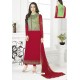 Red Party Wear Designer Georgette Straight Salwar Suit With Jacket