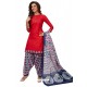 Red Designer Cotton Printed Punjabi Patiala Suit