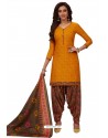 Mustard Designer Cotton Printed Punjabi Patiala Suit