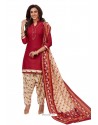 Maroon Designer Cotton Printed Punjabi Patiala Suit