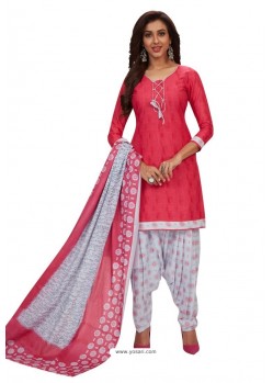 Dark Peach Designer Cotton Printed Punjabi Patiala Suit