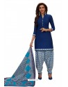 Royal Blue Designer Cotton Printed Punjabi Patiala Suit