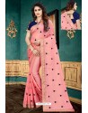 Pink Designer Embroidered Georgette Party Wear Sari