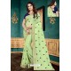 Green Designer Embroidered Georgette Party Wear Sari