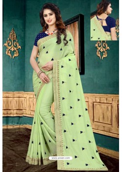 Green Designer Embroidered Georgette Party Wear Sari