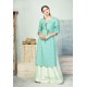 Aqua Mint Heavy Party Wear Pure Handloom Readymade Kurti With Palazzo