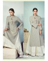 Grey Heavy Party Wear Pure Handloom Readymade Kurti With Palazzo