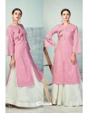 Pink Heavy Party Wear Pure Handloom Readymade Kurti With Palazzo