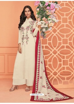 Off White Readymade Designer Party Wear Palazzo Salwar Suit