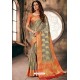 Grey Designer Party Wear Embroidered Cotton Sari