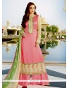 Charming Tussar Silk Pink Designer Palazzo Salwar Suit