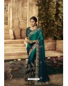 Teal Designer Embroidered Party Wear Sari