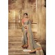 Grey Designer Embroidered Party Wear Sari