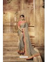 Grey Designer Embroidered Party Wear Sari