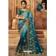 Blue Designer Embroidered Party Wear Sari