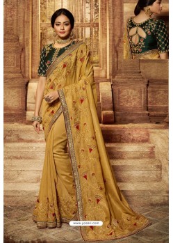 Marigold Designer Embroidered Party Wear Sari