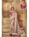 Mauve Designer Embroidered Party Wear Sari