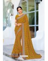 Marigold Designer Printed Georgette Sari