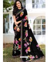 Black Designer Printed Georgette Sari