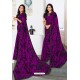 Purple Designer Printed Georgette Sari