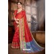 Red Designer Banarasi Art Silk Party Wear Sari