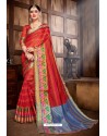 Red Designer Banarasi Art Silk Party Wear Sari