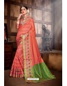 Peach Designer Banarasi Art Silk Party Wear Sari