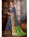 Dark Blue Designer Banarasi Art Silk Party Wear Sari