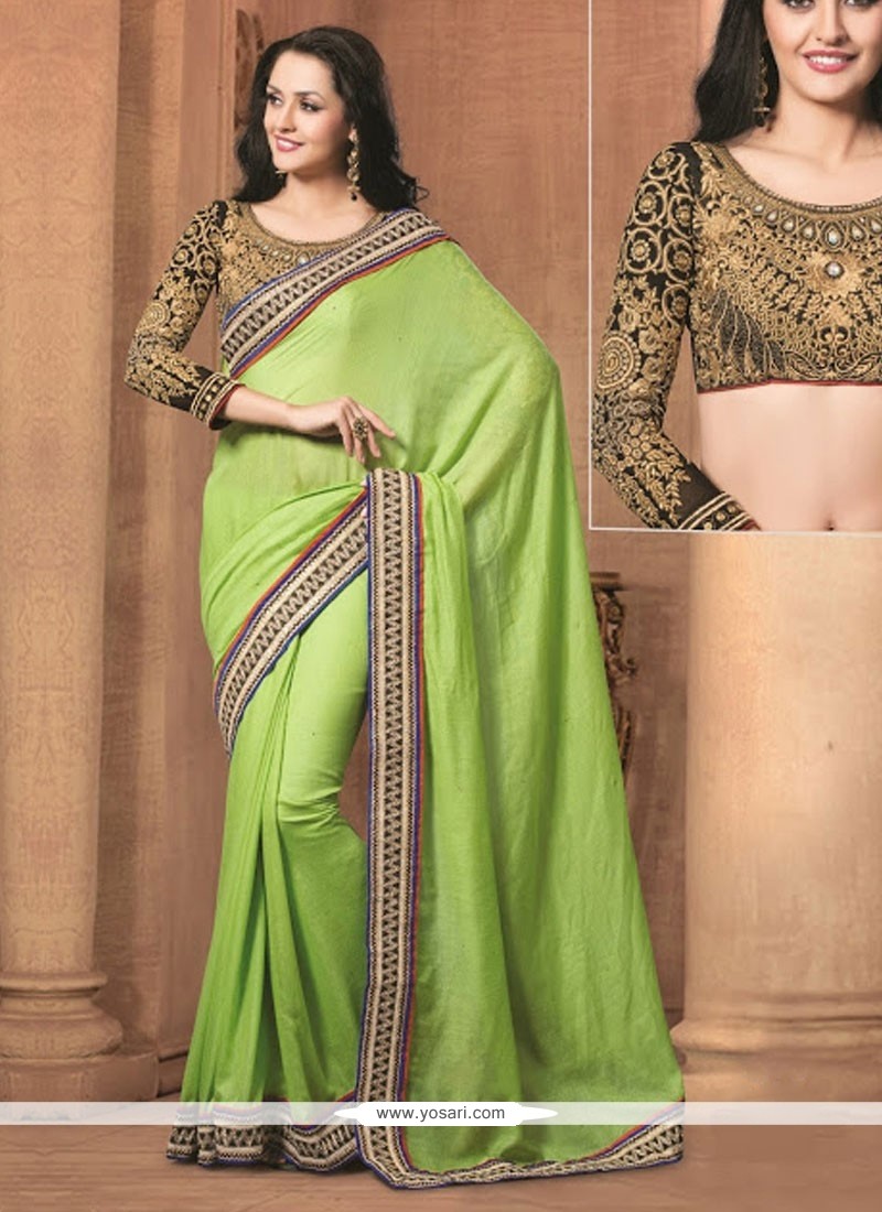 Deserving Green Jute Cotton Designer Saree