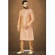 Light Orange Readymade Banarasi Silk Kurta Pajama For Men