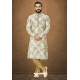 White Readymade Banarasi Silk Kurta Pajama For Men