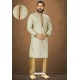 Off White Readymade Banarasi Silk Kurta Pajama For Men