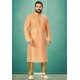 Light Orange Readymade Banarasi Silk Kurta Pajama For Men